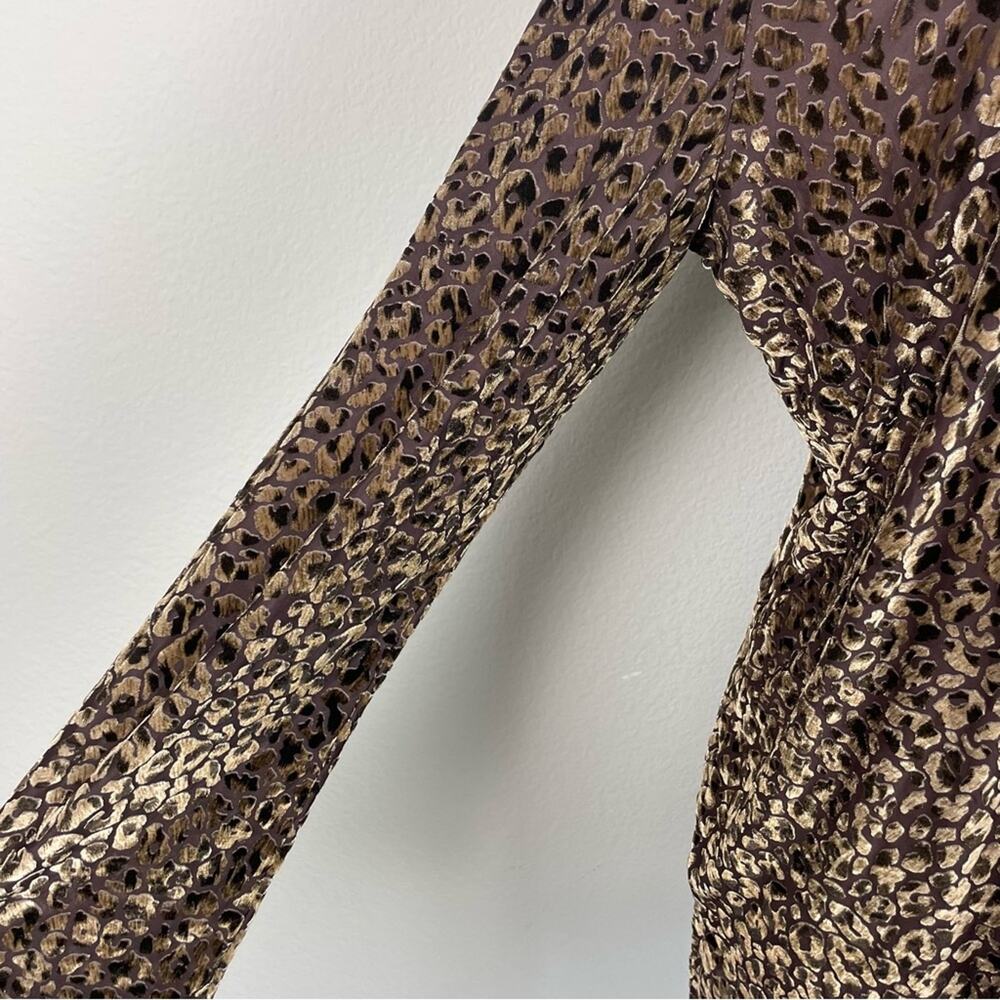 Chico's Brown Leopard Burnout Long Sleeve Semi Sheer Top 3 - Picture 4 of 8